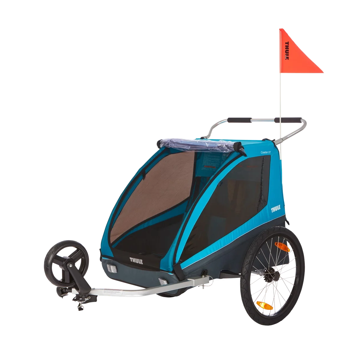 Thule Coaster XT 2 child bike trailer available to rent from Ecorride